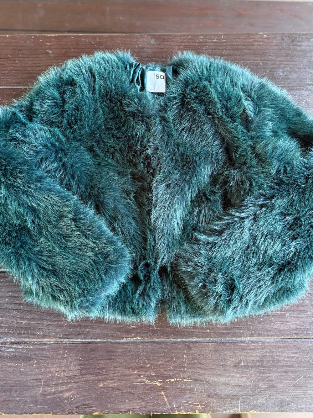 SO Emerald Green Faux Fur Cropped Jacket